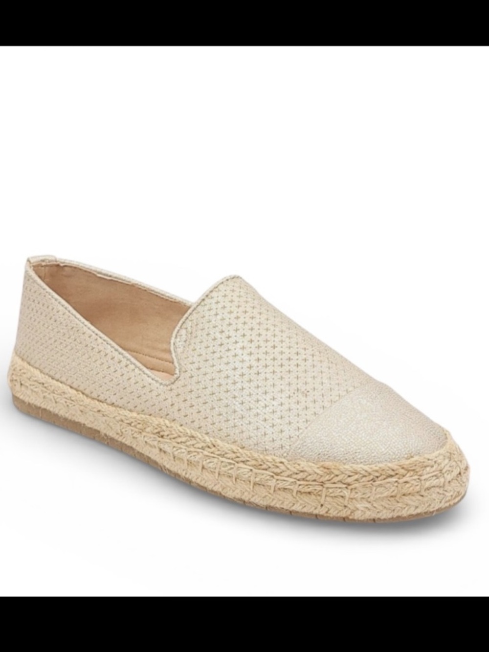 Charter Club Women SlipOn
Espadrille Loafers Jonii Platino Gold New in Box/Sz7.5